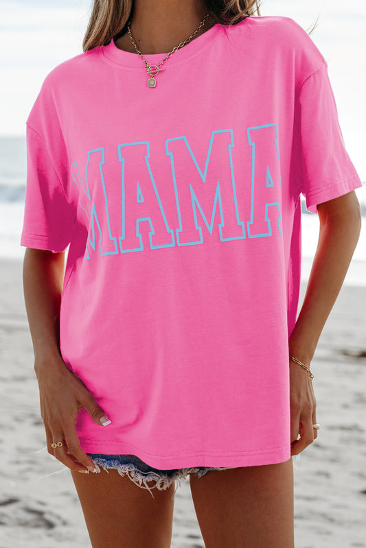 Bright Pink MAMA Graphic Neon T Shirt
