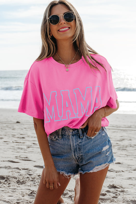 Bright Pink MAMA Graphic Neon T Shirt
